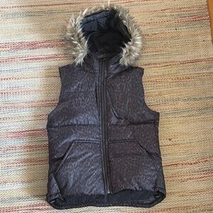 LIKE-NEW COACH NYC down vest with faux fur rimmed hood